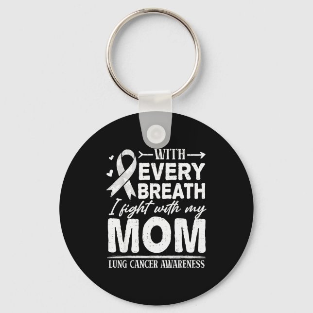 Chaveiro Mom Lung Cancer Awareness White Ribbon Family Supr (Frente)