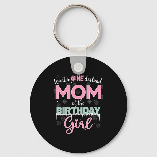 Chaveiro Mom Of The Birthday Girl Shirt Winter Onederland F (Frente)