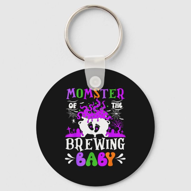 Chaveiro Momster Of The Brewing Baby Mom To Be Halloween  (Frente)