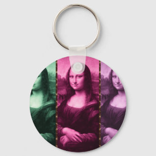 Chaveiro Mona Lisa Animal Imprime Púrpura Rosa Verde