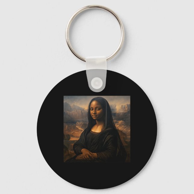 Chaveiro Mona Lisa Preta Mês da História Negra Juneteenth (Frente)