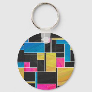 Chaveiro Mondrian Blue Pink Impressão