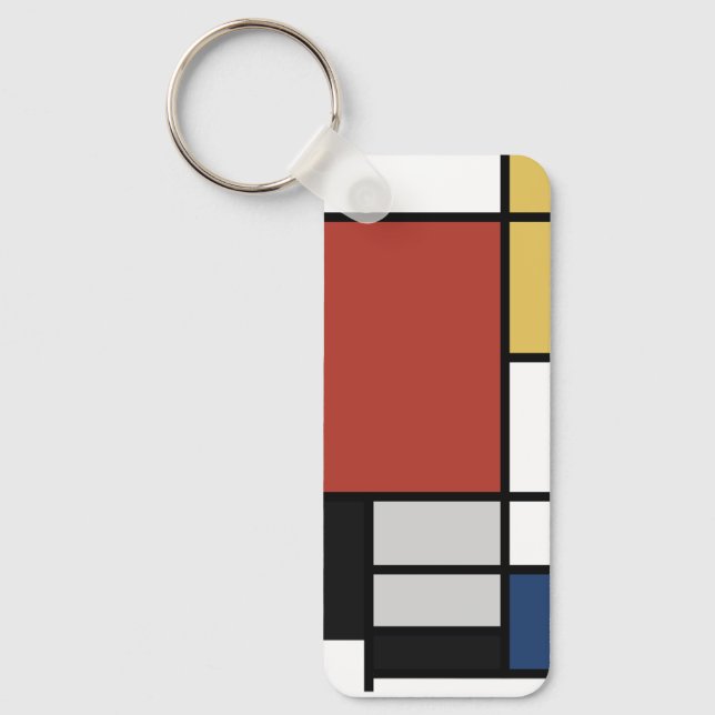 Chaveiro Mondrian Painting Red Plane Yellow Black Cinza Blu (Frente)