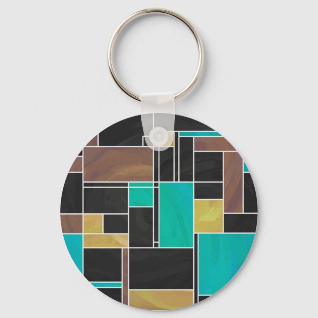 Chaveiro Mondrian Teal Brown Impressão (Frente)