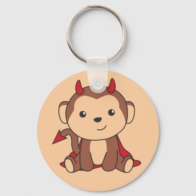 Chaveiro Monkey Halloween Cute Devil Kids Witume Costume K (Frente)