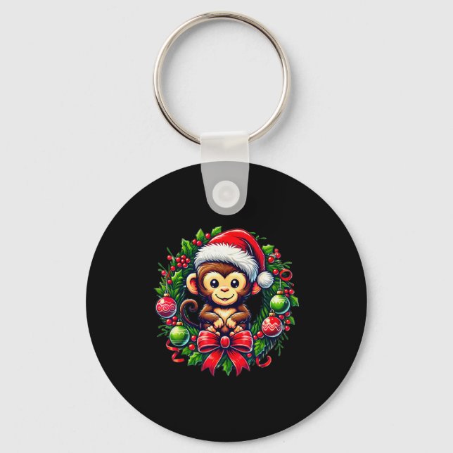 Chaveiro Monkey Santa Hat Christmas Xmas  (Frente)