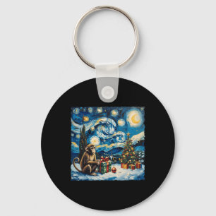 Chaveiro Monkey Van Gogh Style Starry Night Winte