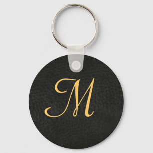 Chaveiro Monogram Black Leather Graduation Keychain