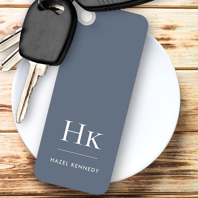 Chaveiro Monogram Classic Modern Minimalist Navy and White (Criador carregado)