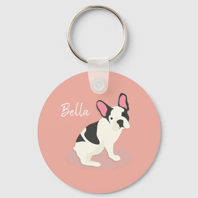 Chaveiro Monogram. Cute French Bulldog. (Frente)