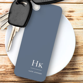 Chaveiro Monogram Modern Classic Minimalist Navy Blue White