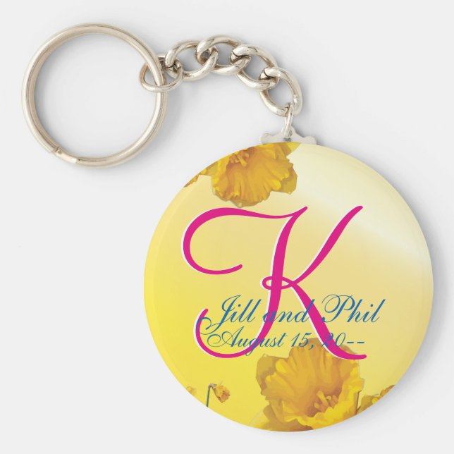 Chaveiro Monograma 3d de Daffodil Amarelo (Frente)