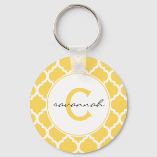 Chaveiro Monograma amarelo de Quatrefoil