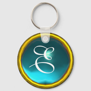 Chaveiro MONOGRAMA AQUAMARINA, amarelo azul