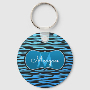 Chaveiro Monograma azul do impressão do tigre