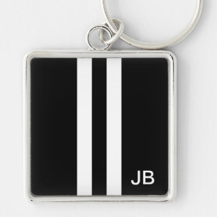 Chaveiro Monograma, Black and White Stripe Mens
