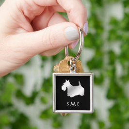 Chaveiro Monograma Black Silver Scottie Dog