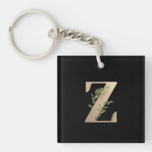 Monograma Botânico Elegante Letra Dourada Z