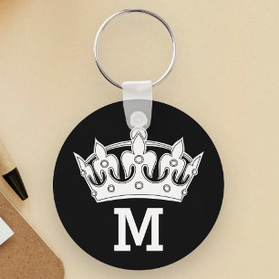 Chaveiro Monograma branco da coroa personalizado