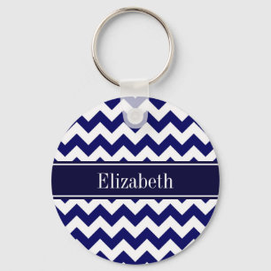 Chaveiro Monograma branco do nome do marinho de Chevron dos