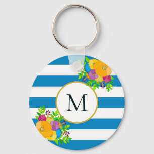 Chaveiro Monograma Branco Tropical Azul Branca, Brancos