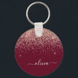 Chaveiro Monograma Brilhante de Lâmpada Cor-de-Lobra Dourad<br><div class="desc">Burgundy e Rosa Dourado - Chaveiros com nomes Monográficos de Script Glitter Glitter Rosa Esmagado (Cadeia-Chave). Isto faz o doce e perfeito aniversário de 16 anos,  casamento,  chá de panela,  aniversário,  chá de fraldas ou festa de solteira presente para alguém que ama luxo de luxo e estilos quíticos.</div>