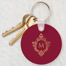 Monograma Burgundy Vintage Elegante Crista Falso O