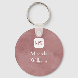 Chaveiro Monograma Castanho Rosado Simples e Chic com Nome
