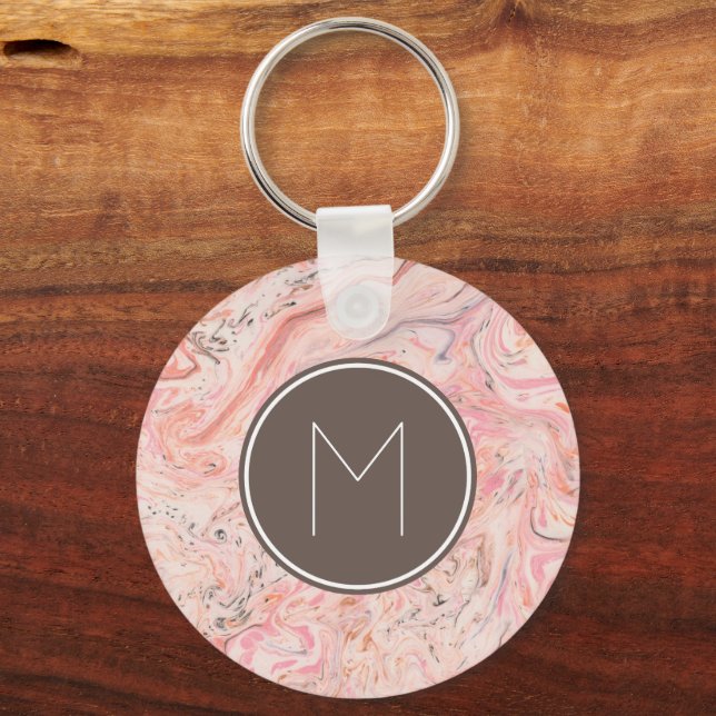 Chaveiro Monograma Chic de Mármore Rosa (Frente)