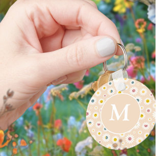 Chaveiro Monograma Colorido Smiling Daisy personalizado