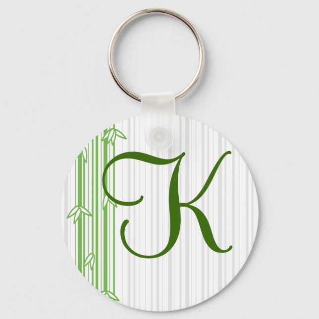 Chaveiro Monograma com fundo de bambu - Letra K (Frente)
