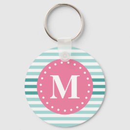 Chaveiro Monograma Cor-de-Rosa Azul Aqua