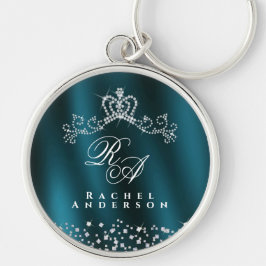 Chaveiro Monograma Coroa com Brilho Verde