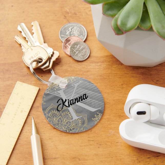 Chaveiro Monograma da Gliteria Dourada Lotus Mandala (Mesa)