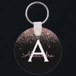 Chaveiro Monograma da rosa, preto-rosa, preto-cola, Dourado<br><div class="desc">Rosa Dourado (Cor-de-rosa) e Luxo Negro,  moderno e elegante,  brilho brilhante e Chaveiro Elegante. Esses Chaveiros podem ser personalizados para incluir seu nome inicial e próprio e são um favor perfeito de chá de panela,  festa de solteira ou festa de aniversário.</div>