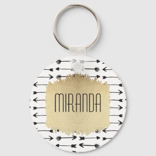 Chaveiro Monograma das setas preto e branco moderno