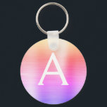 Chaveiro Monograma de Aço Inoxidável, cor-de-rosa e farelo<br><div class="desc">Chaveiro de Elegante de aço inoxidável,  de aço inoxidável,  de aço inoxidável,  de cor pastel,  laranja e roxo. Esses Chaveiros podem ser personalizados para incluir seu nome e nome inicial. Estas correntes-chave fazem favores de excelente,  chá de panela ou festa de solteira.</div>