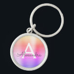Chaveiro Monograma de Aço Inoxidável, cor-de-rosa e farelo<br><div class="desc">Chaveiro de Elegante de aço inoxidável,  de aço inoxidável,  de aço inoxidável,  de cor pastel,  laranja e roxo. Esses Chaveiros podem ser personalizados para incluir seu nome e nome inicial. Estas correntes-chave fazem favores de excelente,  chá de panela ou festa de solteira.</div>