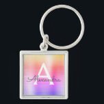 Chaveiro Monograma de Aço Inoxidável, cor-de-rosa e farelo<br><div class="desc">Chaveiro de Elegante de aço inoxidável,  de aço inoxidável,  de aço inoxidável,  de cor pastel,  laranja e roxo. Esses Chaveiros podem ser personalizados para incluir seu nome e nome inicial. Estas correntes-chave fazem favores de excelente,  chá de panela ou festa de solteira.</div>