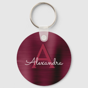 Chaveiro Monograma de aço inoxidável do falso roxo de