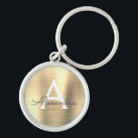 Chaveiro Monograma de aço inoxidável Dourado de luxo<br><div class="desc">Chaveiro de Elegante Metálico de Aço Isolado,  Dourado de luxo. Esses Chaveiros podem ser personalizados para incluir seu nome e nome inicial. Estas correntes-chave fazem favores de excelente,  chá de panela ou festa de solteira.</div>