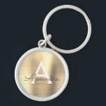 Chaveiro Monograma de aço inoxidável Dourado de luxo<br><div class="desc">Chaveiro de Elegante Metálico de Aço Isolado,  Dourado de luxo. Esses Chaveiros podem ser personalizados para incluir seu nome e nome inicial. Estas correntes-chave fazem favores de excelente,  chá de panela ou festa de solteira.</div>