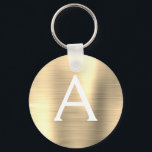 Chaveiro Monograma de aço inoxidável Dourado de luxo<br><div class="desc">Chaveiro de Elegante Metálico de Aço Isolado,  Dourado de luxo. Esses Chaveiros podem ser personalizados para incluir seu nome e nome inicial. Estas correntes-chave fazem favores de excelente,  chá de panela ou festa de solteira.</div>