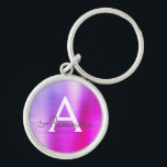 Chaveiro Monograma de Aço Inoxidável Falso Rosa e Roxo<br><div class="desc">Pulseira de Aço Inoxidável Falso Rosa e Roxo Ombre. Essas pulseiras podem ser personalizadas para incluir sua inicial e primeiro nome. Essas pulseiras fazem ótimos presentes de aniversário, chá de noiva ou despedida de solteira.</div>