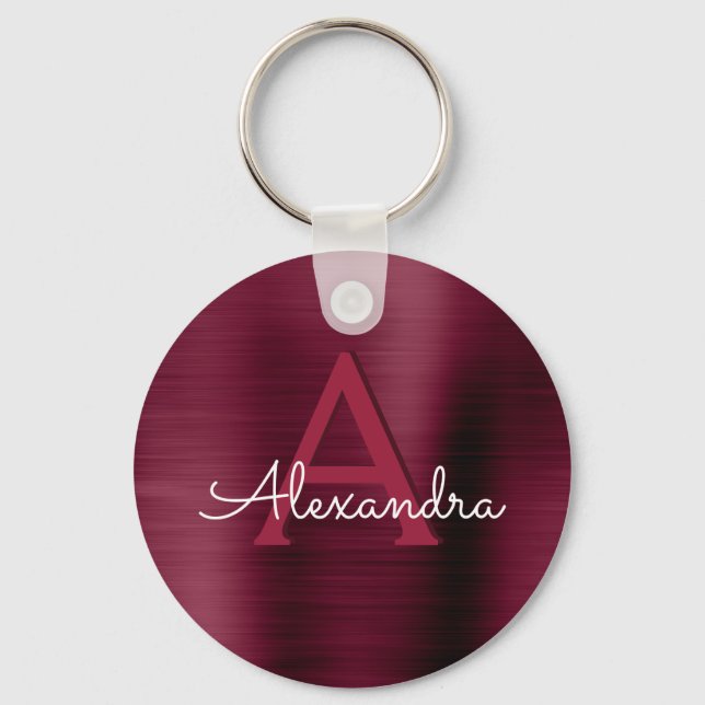 Chaveiro Monograma De Aço Inoxidável, Puro E Roxo (Frente)