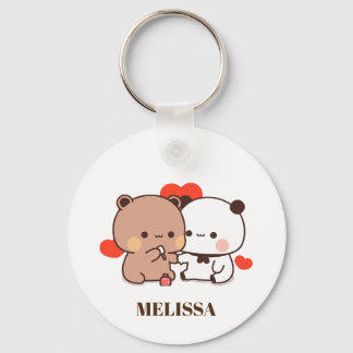 Chaveiro Monograma de Amor com Urso Panda Bonito