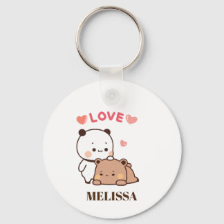 Chaveiro Monograma de Amor com Urso Panda Bonito
