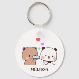 Chaveiro Monograma de Amor com Urso Panda Bonito