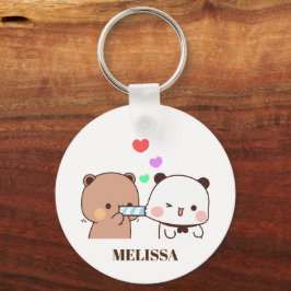 Chaveiro Monograma de Amor com Urso Panda Bonito