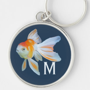 Chaveiro Monograma de Aquarela de Peixe Dourado Fantail